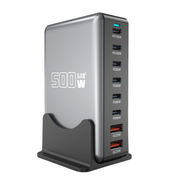 500W Gallium Nitride Charger 20V5A, High-Power Universal Desktop Charging Station for Phones, Tablets, and Laptops