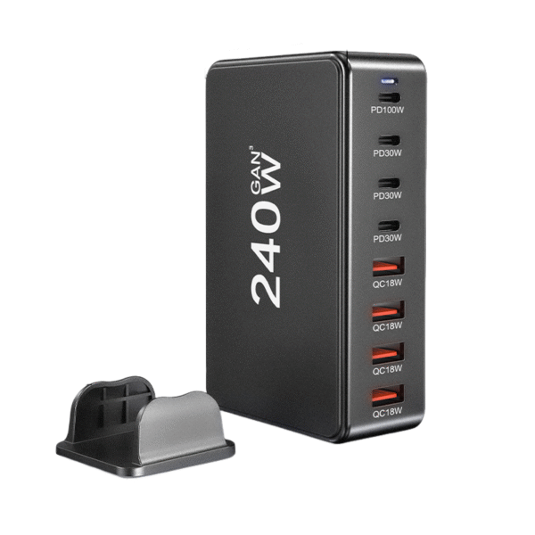 240W Gallium Nitride Charger 20V5A, Multi-Port Universal Desktop Charging Station for Phones, Tablets, and Laptops 240W